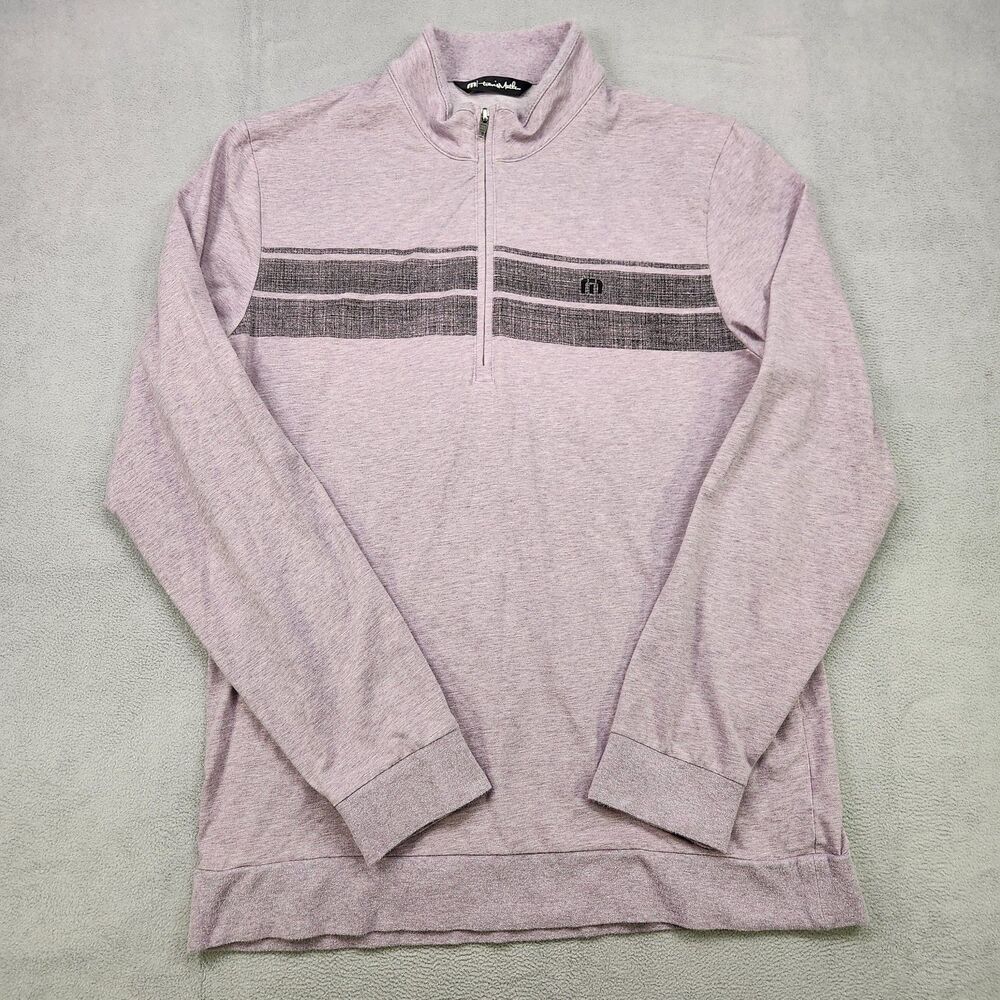 Travis Mathew 1/4 Zip Pullover Men L Purple Long Sleeve Golf Stretch Performance